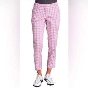 Adidas Climalite golf pants Cropped Women’s 8 Pink gray white check Preppy